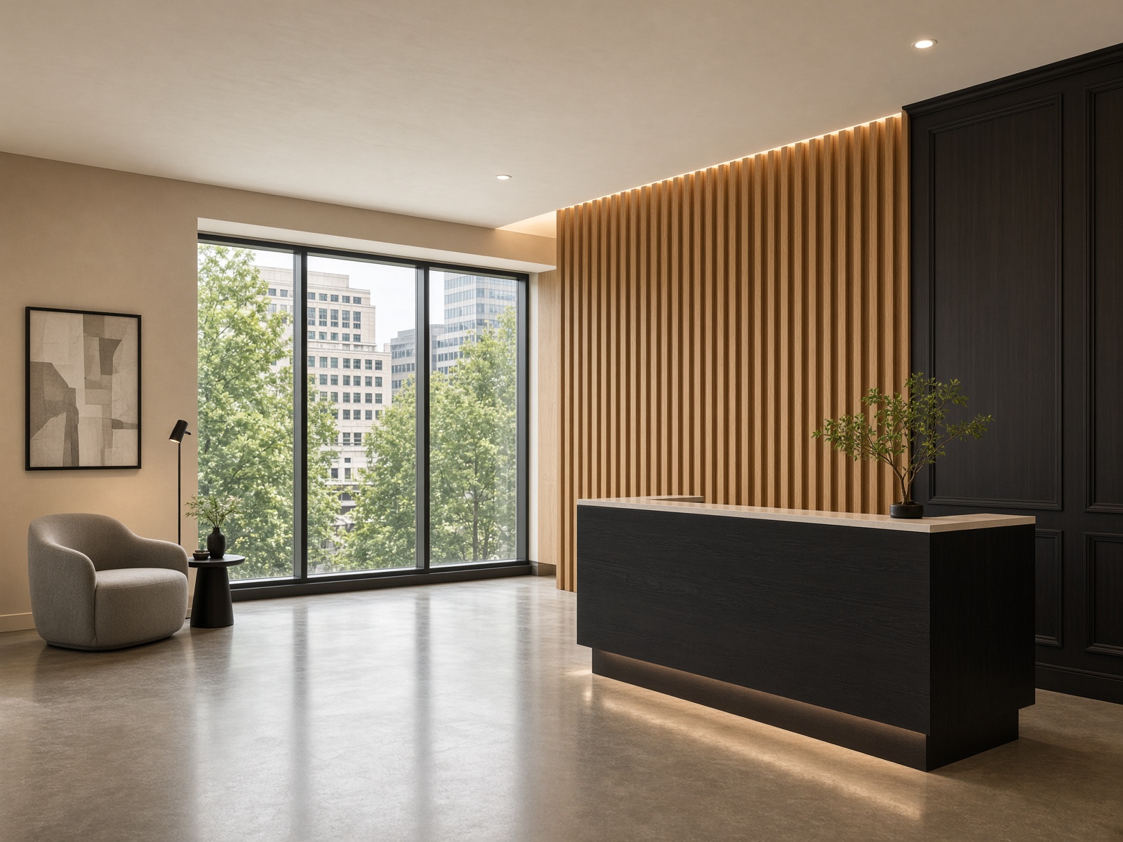 Commercial office lobby after tenant improvement