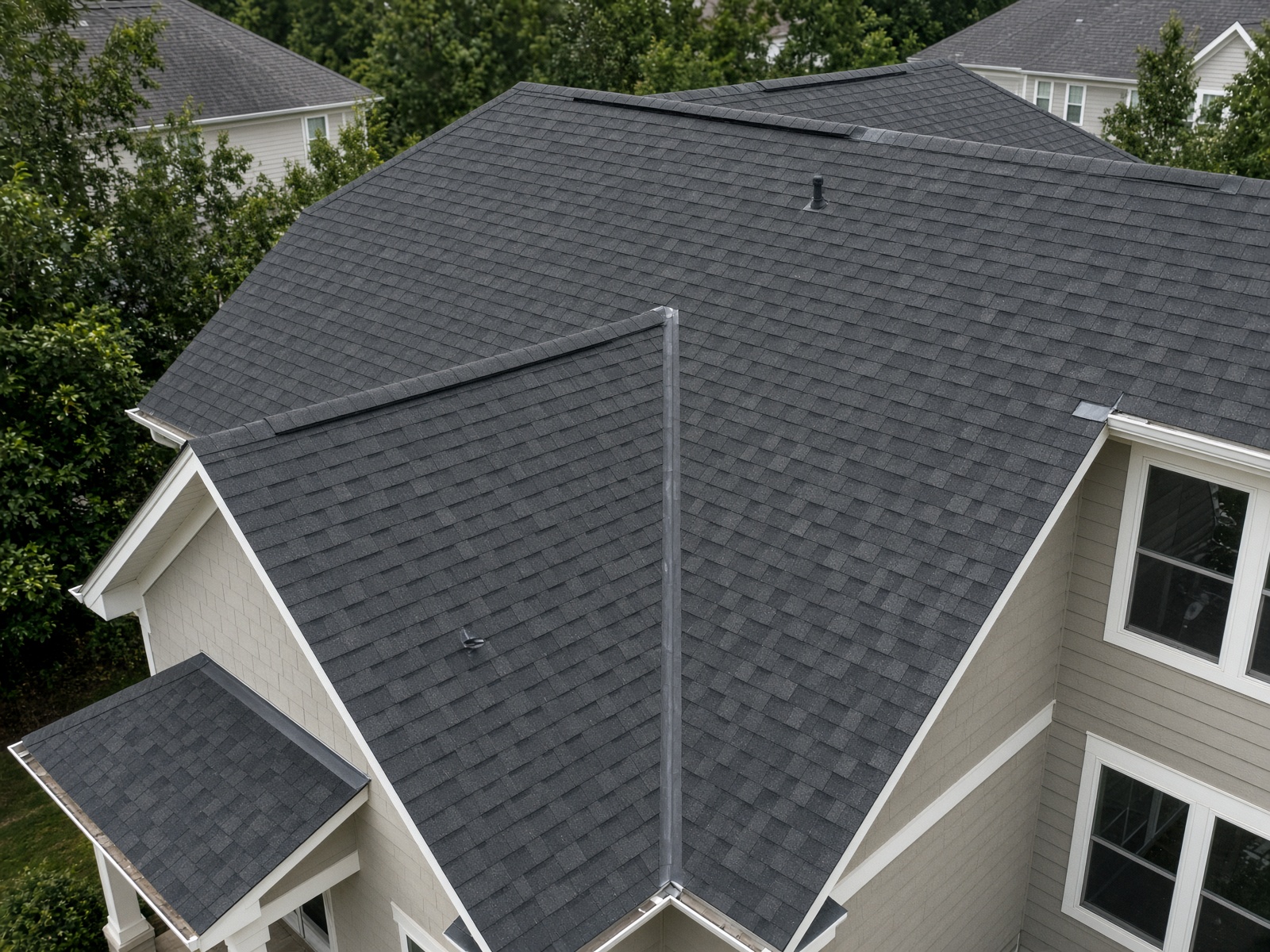 Newly installed architectural shingle roof